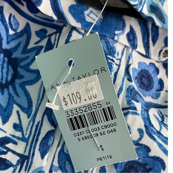 NWT ANN TAYLOR LOFT FAUX WRAP VIBRANT BLUE & WHITE SKIRT - Picture 14 of 16